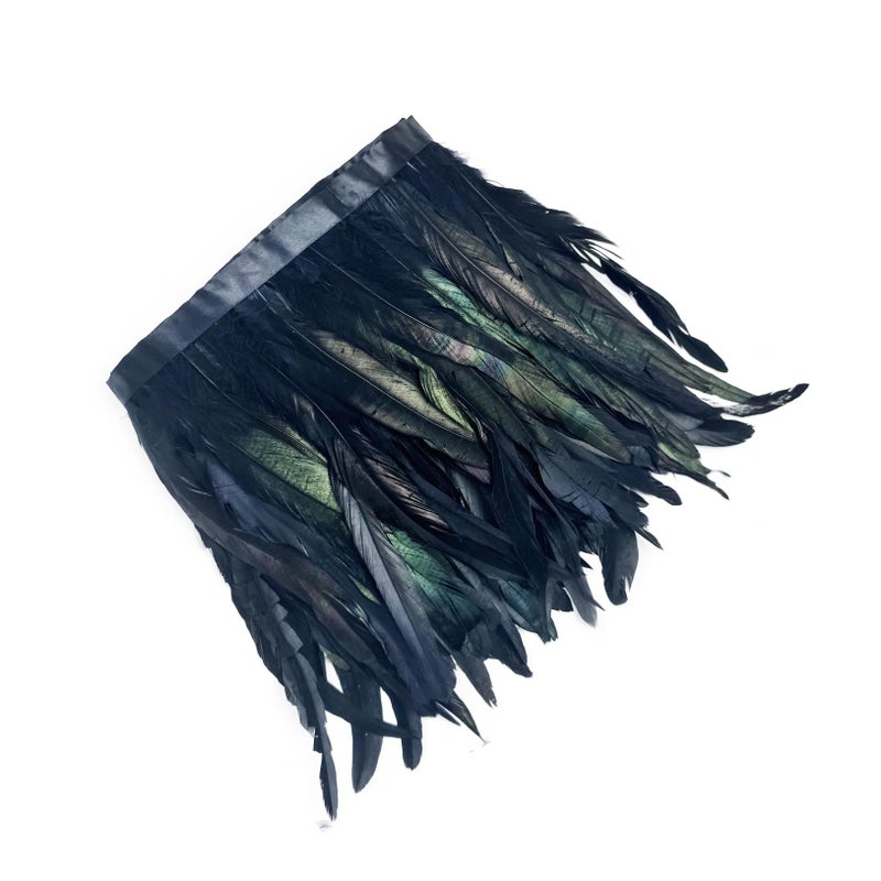 2 يارد 1012 ريش الدجاج حافة زينة للخياطة والحرف اليدوية للزينة DIY باللون الأسود