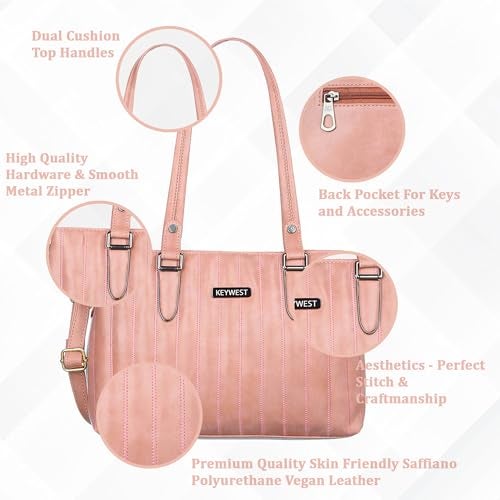 Keywest Women's Couture Satchel Tote Handbag for Women | Ladies purse | Stylish Shoulder Bag | Gift For Woman | Pink - Image 2