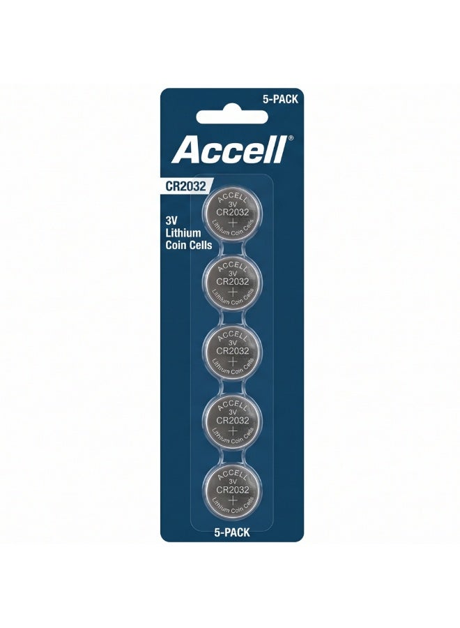 Accell CR2032 3V Lithium Coin Cell Battery (Pack of 5) — Long-Lasting, Leak-Resistant Button Cells for AirTag, Key Fob & Watches - Image 1