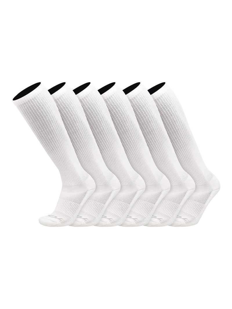 TCK Over the Calf Work Socks 6 Pair Moisture Wicking for Men and Women (White, X-Large) - Image 1