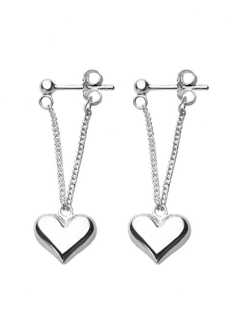 Dangle Charms Stylish Silver Stainless Steel Earrings  - Image 4