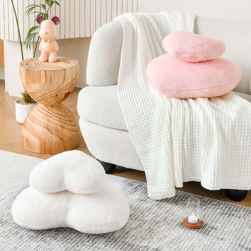 XVTRU Pink Heart Pillows  Cute Heart Decorative Pillow  Heart Shaped Throw Pillows for Bed  Faux Rabbit Fur Plush Hoom Decor Pillow Cushion for Chair Sofa Living Room (Medium-15.7""x11.8"") - Image 5