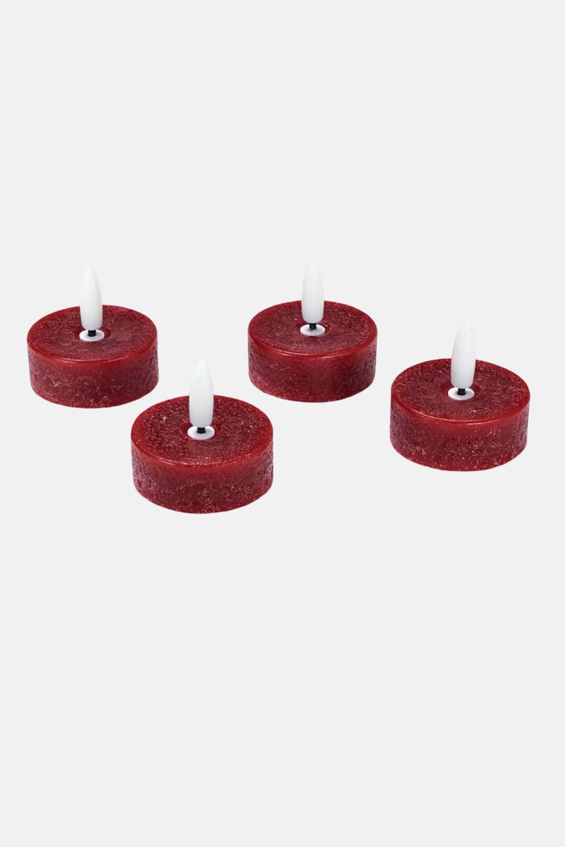 Tchibo 4 Pieces Wax Led Tea Lights, Red  - Image 2