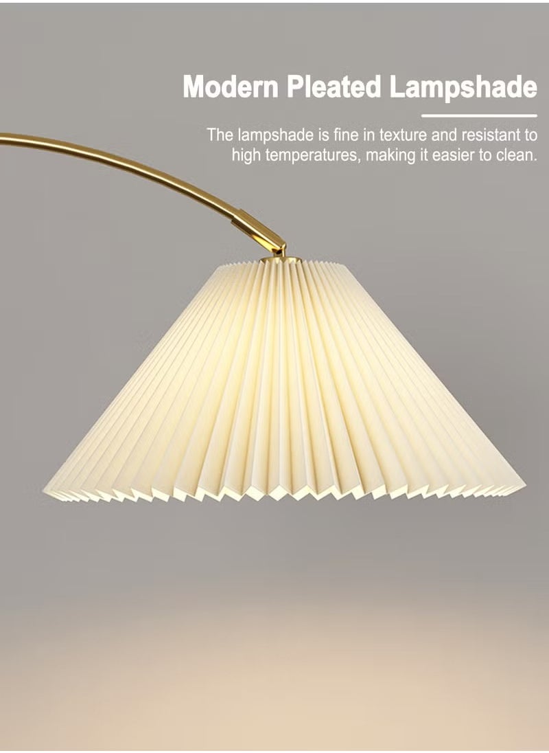 مصباح أرضي LED ثلاثي الألوان قابل للتعتيم بزاوية 180° قابل للتعديل بزاوية متعددة مع ظلة مطوية وقاعدة رخامية لغرفة النوم وغرفة المعيشة والدراسة إضاءة أرضية مع مصباح