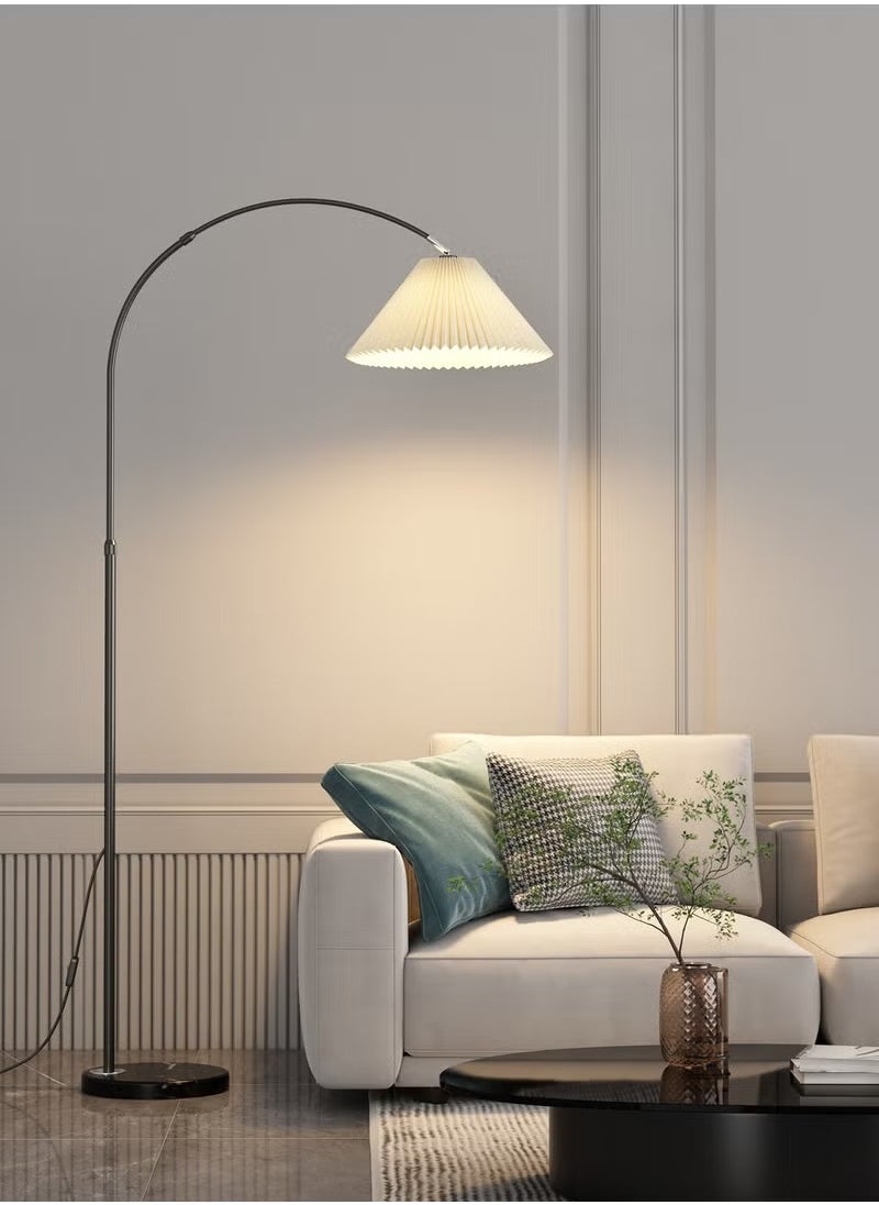 DIDA Nordic Tricolor Dimmable LED Arc Floor Lamp Minimalist 180° Multi-angle Adjustable Standing Lamp With Pleated Lampshade Marble Base For Bedroom Living Room Study Floor Lighting With Bulb  - Image 3