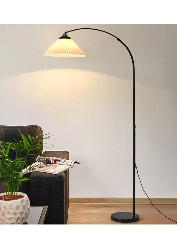 DIDA Nordic Tricolor Dimmable LED Arc Floor Lamp Minimalist 180° Multi-angle Adjustable Standing Lamp With Pleated Lampshade Marble Base For Bedroom Living Room Study Floor Lighting With Bulb  - Image 4