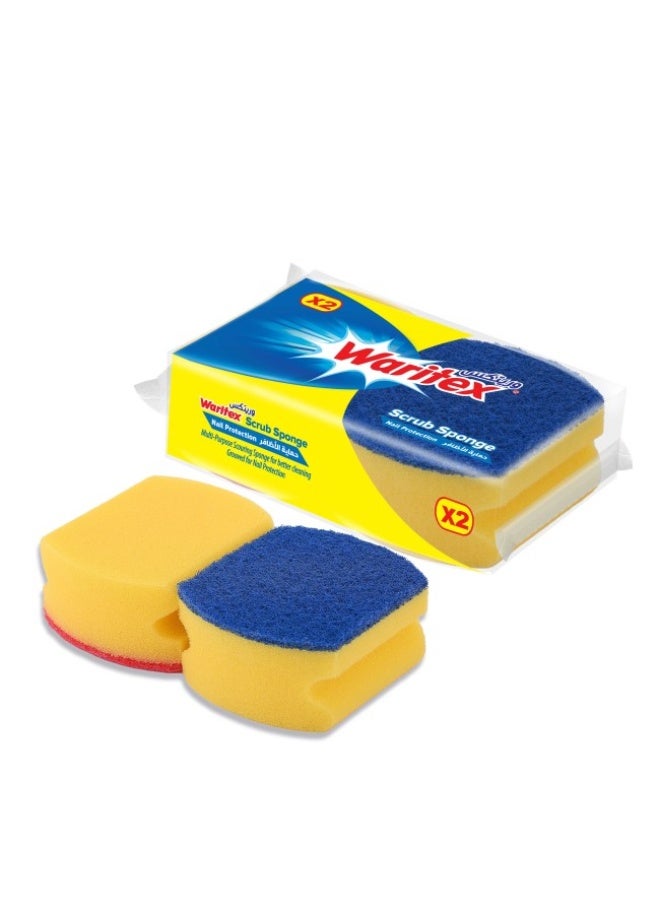 Waritex Clint Flowpack Semi-Circular Scrub Sponge with Nail Protection - Value Pack of 4 Pieces (2 Packs of 2) - Assorted Colors - Image 2