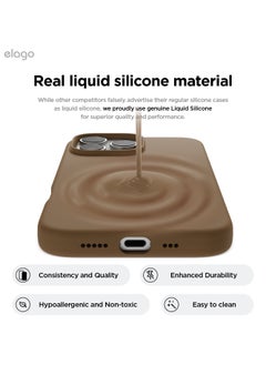 Elago Magnetic Liquid Silicone for iPhone 16 Pro MAX Case Cover Compatible with MagSafe Shockproof - Brown  - Image 3