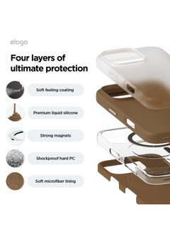 Elago Magnetic Liquid Silicone for iPhone 16 Pro MAX Case Cover Compatible with MagSafe Shockproof - Brown  - Image 5