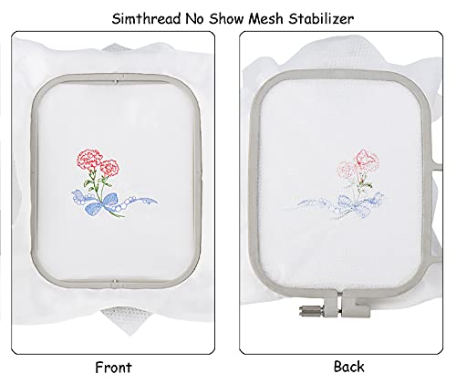 Simthread No Show Mesh (Invisible) Cut Away Embroidery Stabilizer Backing Interlining - Weight 1.9 Ounces 8" x 8" 100pcs/pack - Precut Sheets for 4x4 and 6x6 Machine Embroidery Hoops - Image 5
