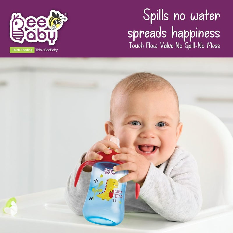 Beebaby كوب بيبابي دينو 2 في 1 مع صنبور وشفاطة للأطفال، قابل للتبديل، مقاوم للتسرب، سهل الحمل للأطفال الصغار. خالي 100% من BPA. (أزرق، 240 مل) - Image 5