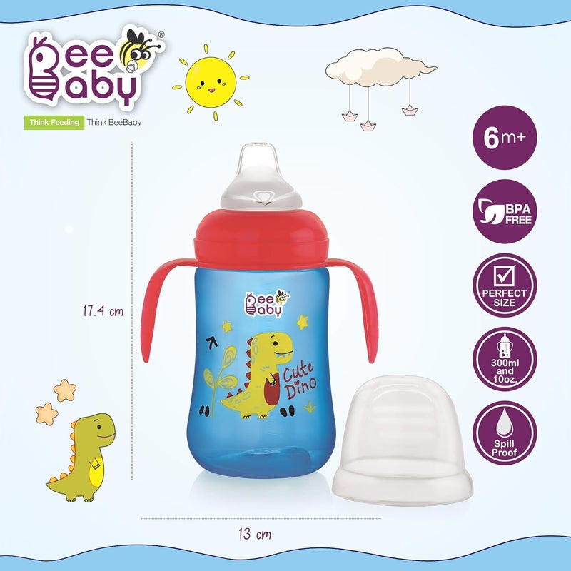 Beebaby كوب بيبابي دينو 2 في 1 مع صنبور وشفاطة للأطفال، قابل للتبديل، مقاوم للتسرب، سهل الحمل للأطفال الصغار. خالي 100% من BPA. (أزرق، 240 مل) - Image 4