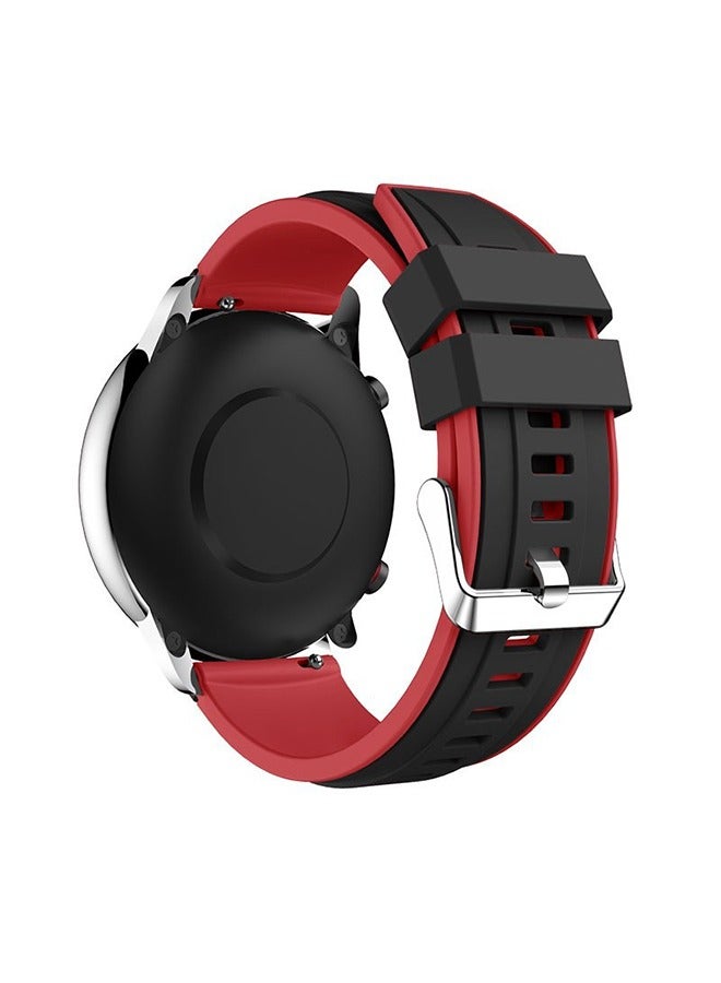 Beauenty Silicone Bracelet, Replacement Band for Huawei Watch GT2, GT3, GT4, Samsung Watch 3, S3 S4, Active2, Honor Magic2, Universal Two Color Watchbands, Black/Red, 46mm - Image 4