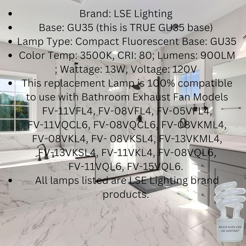 LSE Lighting لمبة إضاءة LSE بقدرة 13 واط موديل MLS13 بقاعدة GU24 لمراوح الشفط باناسونيك VQL5 - Image 4
