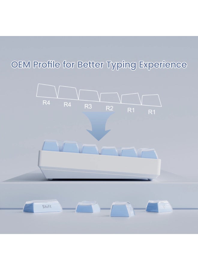 XVX "Crystal Jelly" Series Two-color Molding PC Crystal Side Engraved 113 Keys With Ergonomic Key Caps-Color:Keycap-two-color Opaque-oem-crystal-side Engraving-white-113  - Image 5