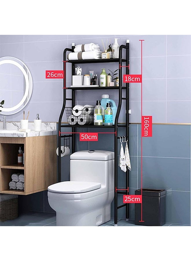 RollsTimi  Multifunctional Freestanding Toilet Storage Shelf with Towel Bar Hanging Rod, Bathroom Organizer Shelf, Cosmetic Stand Racks, Save Space, for Bathroom, Laundry Room,Black - Image 5
