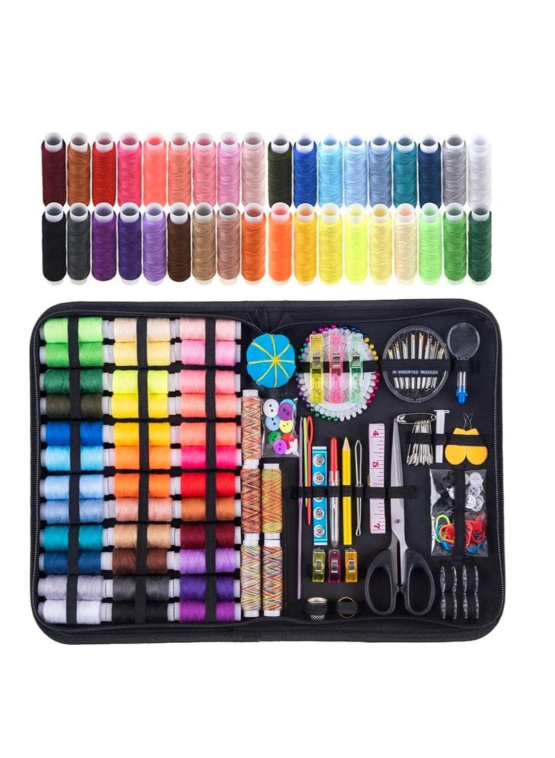 SYOSI Sewing Kit with Case, 200 Premium Sewing Supplies, 41 XL Thread Spools, Mending and Sewing Needles, Scissors, Tape Measure, Suitable for Traveller, Adults, Kids, Beginner, Emergency, DIY and Home by - Image 1