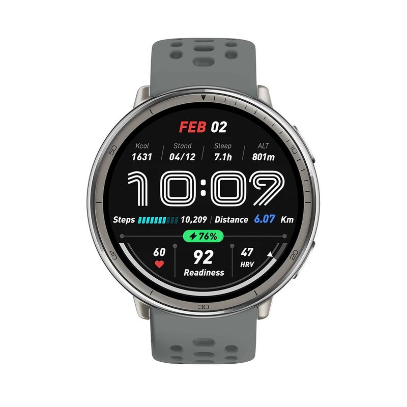 For Amazfit Active 2 Silver Buckle Silicone Sport Watch Band(Space Grey) - Image 2