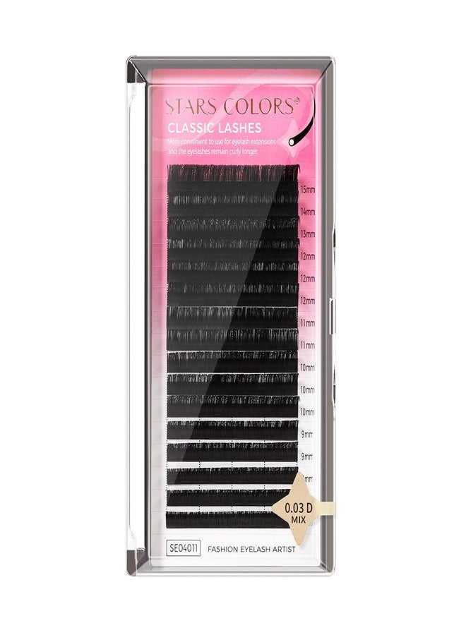 ICONSIGN تمديدات الرموش 0.03/0.05/0.07/0.10/0.15/0.20 C CC D DD تجعيد 7-15 مم رموش فردية فاخرة كلاسيكية ناعمة غير لامعة داكنة تمديد رموش احترافية (0.03-D-MIX) - Image 1