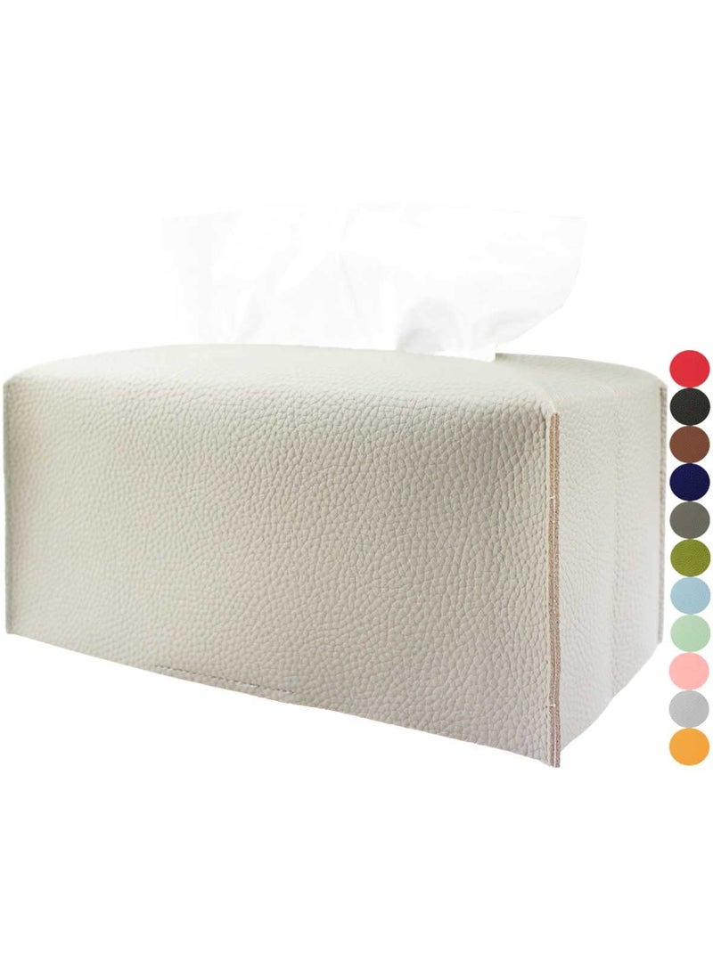 Large Rectangle Tissue Box Cover Plus Size Tissue Box Holder Long with Bottom Belt JESMINI Light Gray Faux Leather Rectangular Tissue Holder for BathroomCarOffice Decor