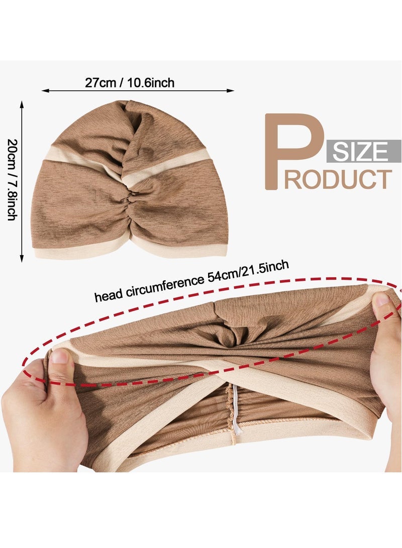 Captaintech for Women, 2 Pcs Soft Pre Tied Knot Turban Head Wraps, Women Turban Cap Twisted Braid Head Wrap Sleep Hat Headscarf Beanie Hair Loss Cap - Image 2