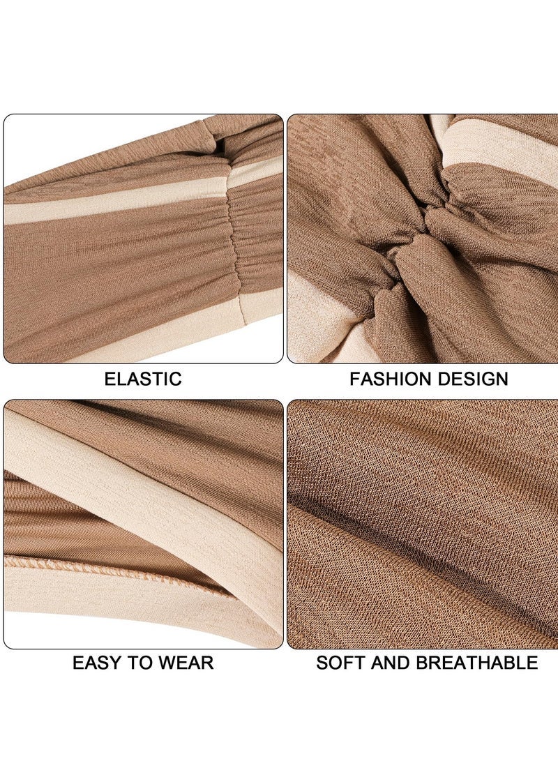 Captaintech for Women, 2 Pcs Soft Pre Tied Knot Turban Head Wraps, Women Turban Cap Twisted Braid Head Wrap Sleep Hat Headscarf Beanie Hair Loss Cap - Image 3