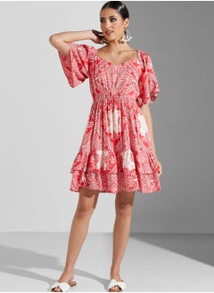 Label RITU KUMAR Ruffle Hem Printed Dress  - Image 4