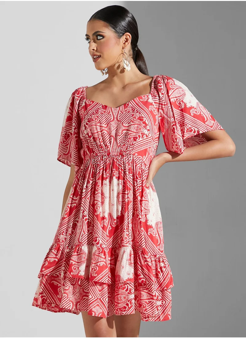 Label RITU KUMAR Ruffle Hem Printed Dress