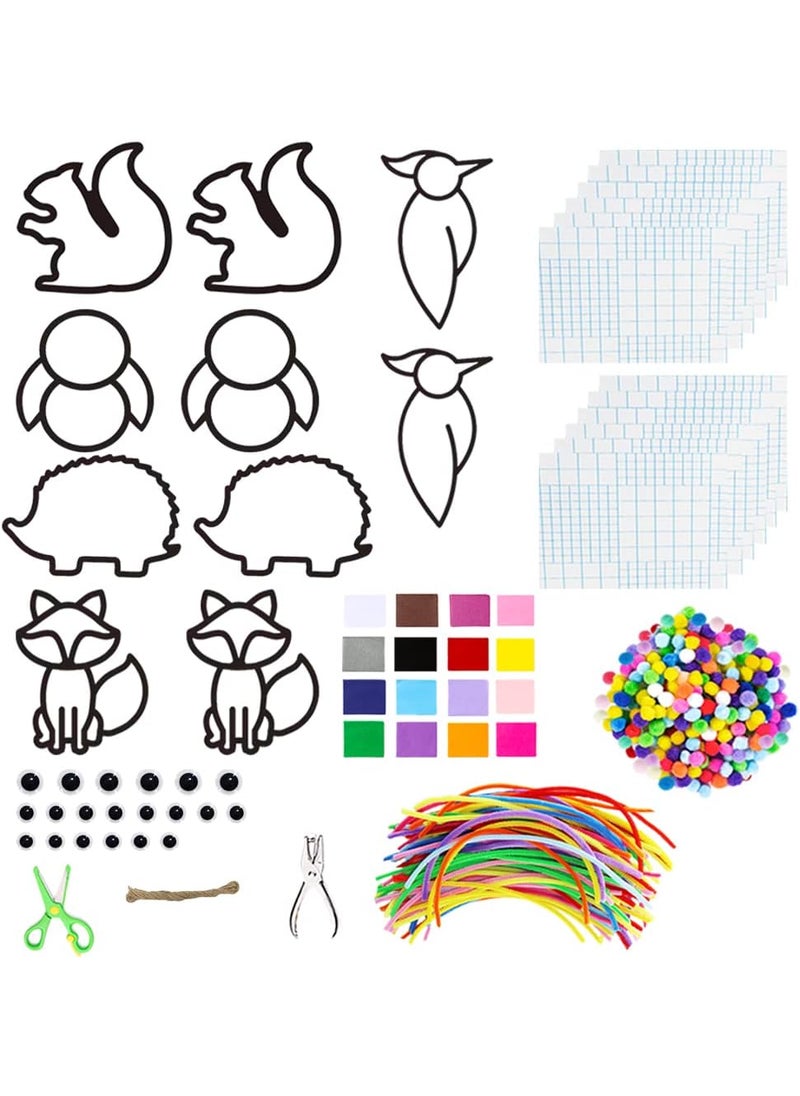 Exquiss Exquiss Tissue Paper Suncatcher Craft Fall Animals Suncatchers Silhouette Window Decorations Autumn Animals Suncatchers for Kids Craft DIY Holiday Classroom Activity Art Project  - Image 2