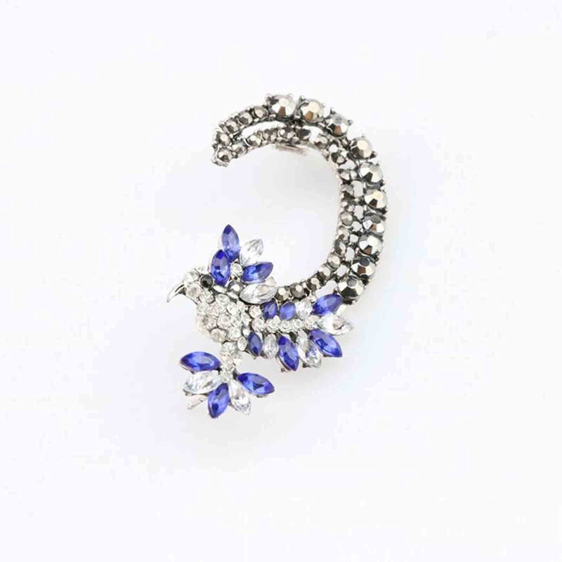 Yheakne Vintage Rhinestone Ear Cuff Wrap Earrings CZ Bird Wrap Clip on Earrings Silver Ear Climber Crawler Earrings Punk Earrings Jewelry for Women - Image 3