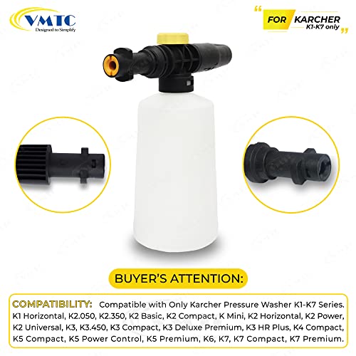VMTC Plastic Adjustable Foam Cannon Nozzle Lance Compatible With Karcher K1-K7 Pressure Washer Gun (700Ml High-Pressure Car Washer Accessory) - Image 2