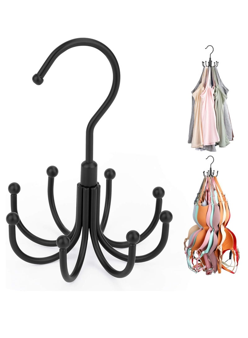 Mmmon Tank Top Hanger,Rotatable Bra Organzier for Closet,Max 24 Storage Capacity Sport Bra Holder,Metal Space Saving Closet Organizers and Storage,Black - Image 1