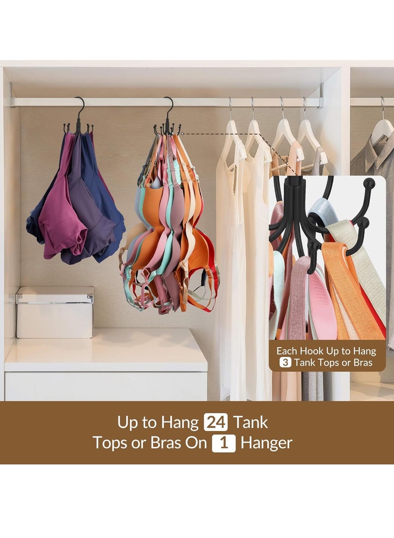 Mmmon Tank Top Hanger,Rotatable Bra Organzier for Closet,Max 24 Storage Capacity Sport Bra Holder,Metal Space Saving Closet Organizers and Storage,Black - Image 3