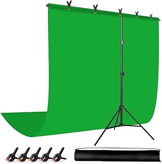 JEBUTU 6.5 X 9.8 Ft Green Screen with 6.5 X 6.5 Ft T-Shape Background Support Stand, Green Screen Backdrop with Stand - Image 1