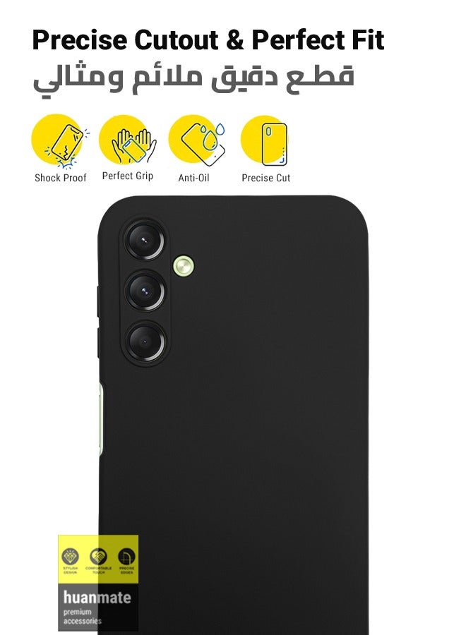 Samsung Galaxy A25 Silicone Cover Black - Premium 2.0mm TPU Silicon, Enhanced Camera Protection with Lens Shield, Shockproof & Water-Proof Cover for Samsung Galaxy A25