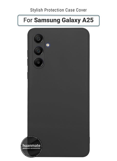 Samsung Galaxy A25 Silicone Cover Black - Premium 2.0mm TPU Silicon, Enhanced Camera Protection with Lens Shield, Shockproof & Water-Proof Cover for Samsung Galaxy A25