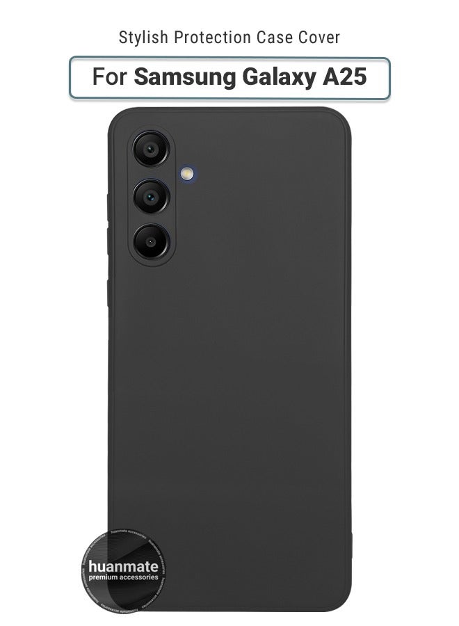 Samsung Galaxy A25 Silicone Cover Black - Premium 2.0mm TPU Silicon, Enhanced Camera Protection with Lens Shield, Shockproof & Water-Proof Cover for Samsung Galaxy A25