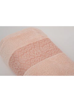 White Rose Towel 4 Piece Bathroom  Set - BLOCKS - 500 GSM - 100% Cotton Terry - Jacquard Border- 2 Bath  70X140 cm & 2 Hand  50x90 cm- Luxury Touch - Extra Absorbent-Peach  - Image 5