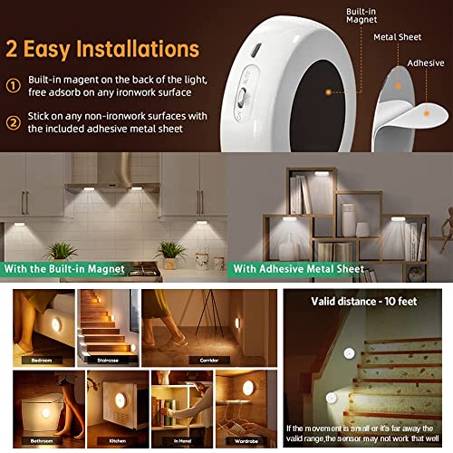 REWOP Motion Sensor Light for Home (Pack of 2) with USB Charging Wireless Self Adhesive LED Sensor Light for Wardrobe Lights with Sensor Night Light for Cupboard Stairs (Round- Cool White, 1) - Image 4