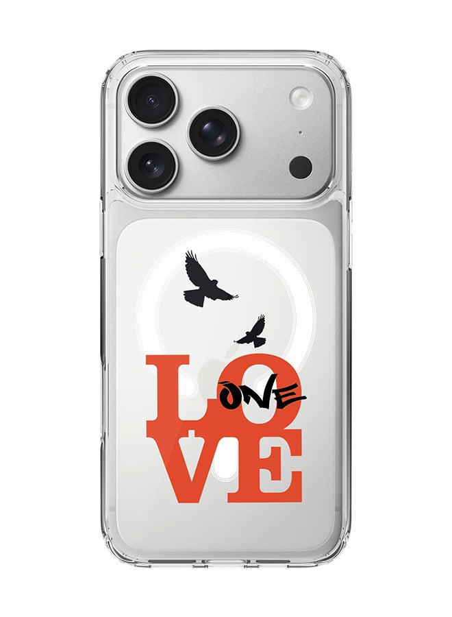 Stylizedd Classic Clear MagSafe Case for iPhone 17 Pro , Hybrid Soft Case Flexible Edges Anti Drop TPU PC Gel Thin Transparent Cover [ Designed for iPhone 17 Pro ] - One Love