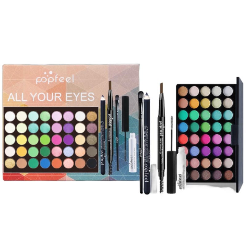 Eyeshadow Palette Mascara Eyeshadow Brush Eyeliner Eyebrow Pencil Combo Set for Beginners  5PC - Image 1