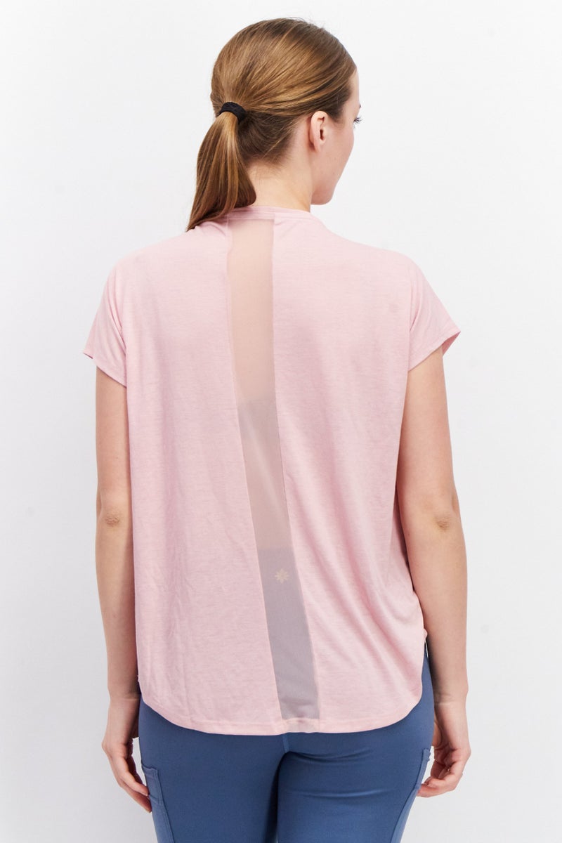 ESPRIT Women Sportswear Fit Short Sleeve Plain T Shirt, Pink - Image 3