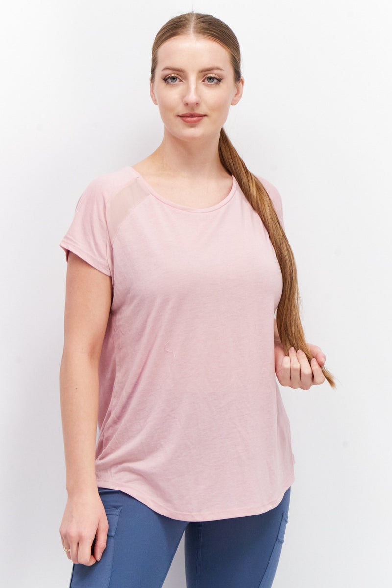 ESPRIT Women Sportswear Fit Short Sleeve Plain T Shirt, Pink - Image 1