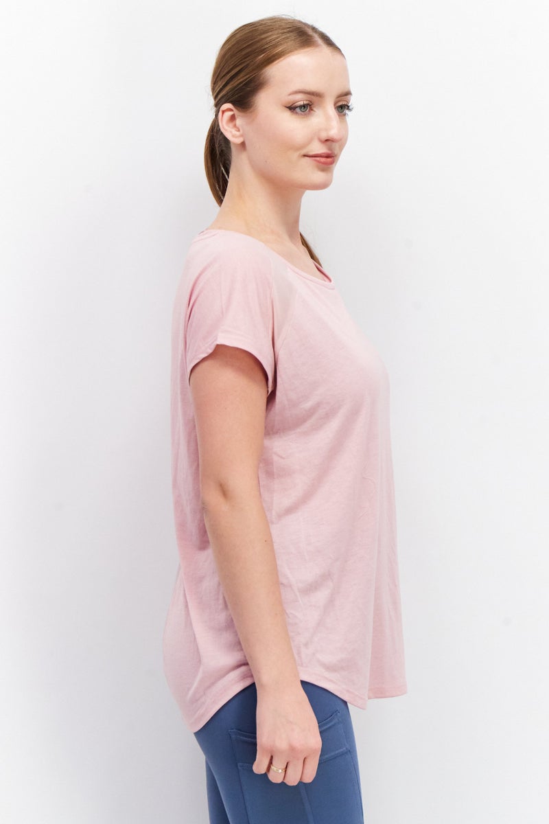 ESPRIT Women Sportswear Fit Short Sleeve Plain T Shirt, Pink - Image 2