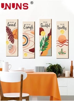 UNUNS 4 Pieces Flower Pictures Wall Decor,Wooden Framed Decorative Wall Art Painting For Home Cabinets Dining Restaurant,30x10cmx4  - Image 3