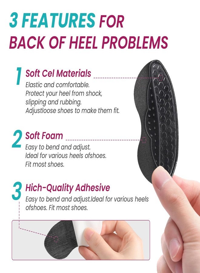 Welnove Gel Heel Grips for Womens Men Shoes - Welnove 3 Pairs Heel Pads for Shoes, High Heels, Flats, Loafers, Leather Shoes - Soft Heel Cushion Inserts for Pain Relief, Blister, Non Slip (Black) - Image 2