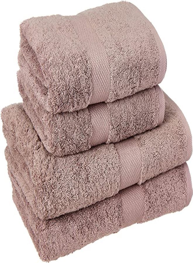 Towel set of 4 pieces, 50 x 100 and 70 x 140, dark beige color, 100% cotton