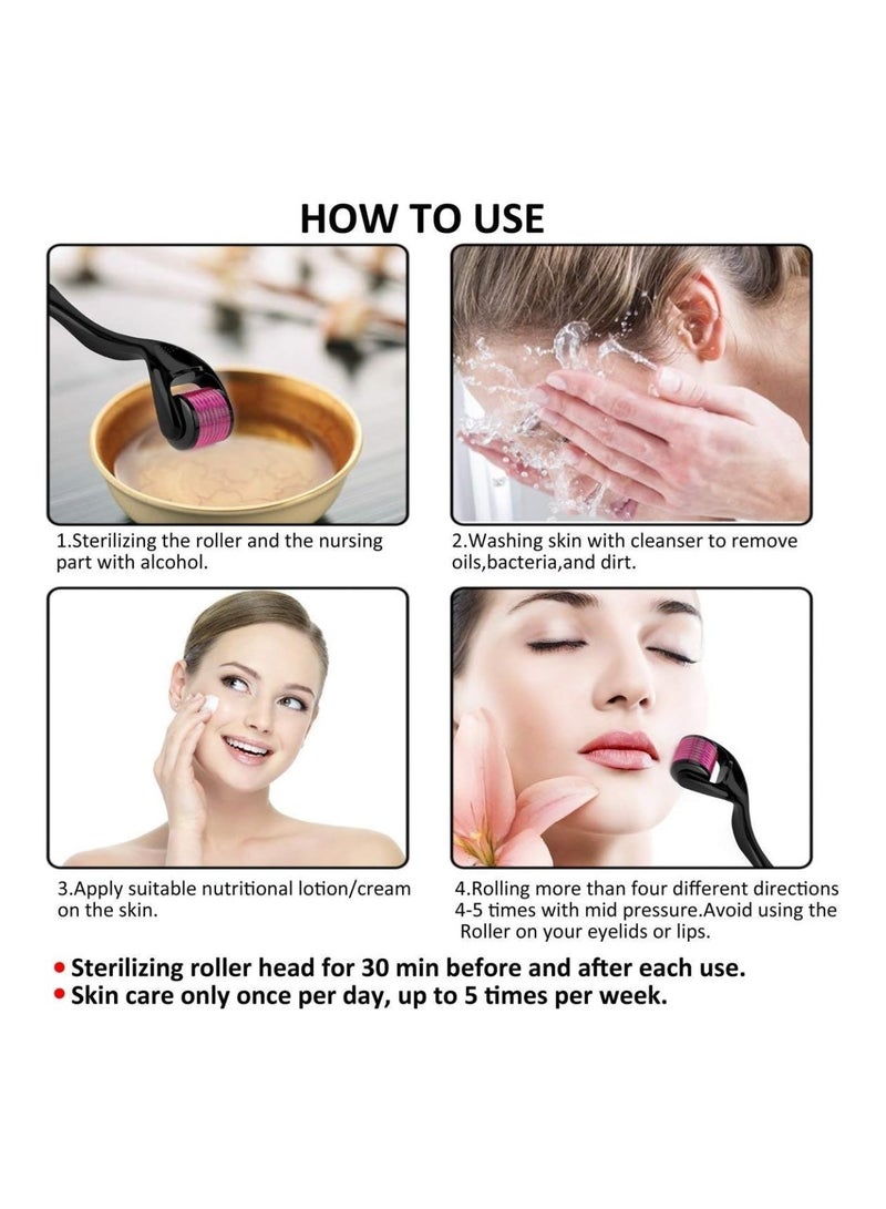 SHOWAY Derma Roller Microneedle Kit For Face, Body, Hair Premium 540 Titanium Microneedling Facial Skincare (0.5Mm), 1.0 Count, 1 - Image 5