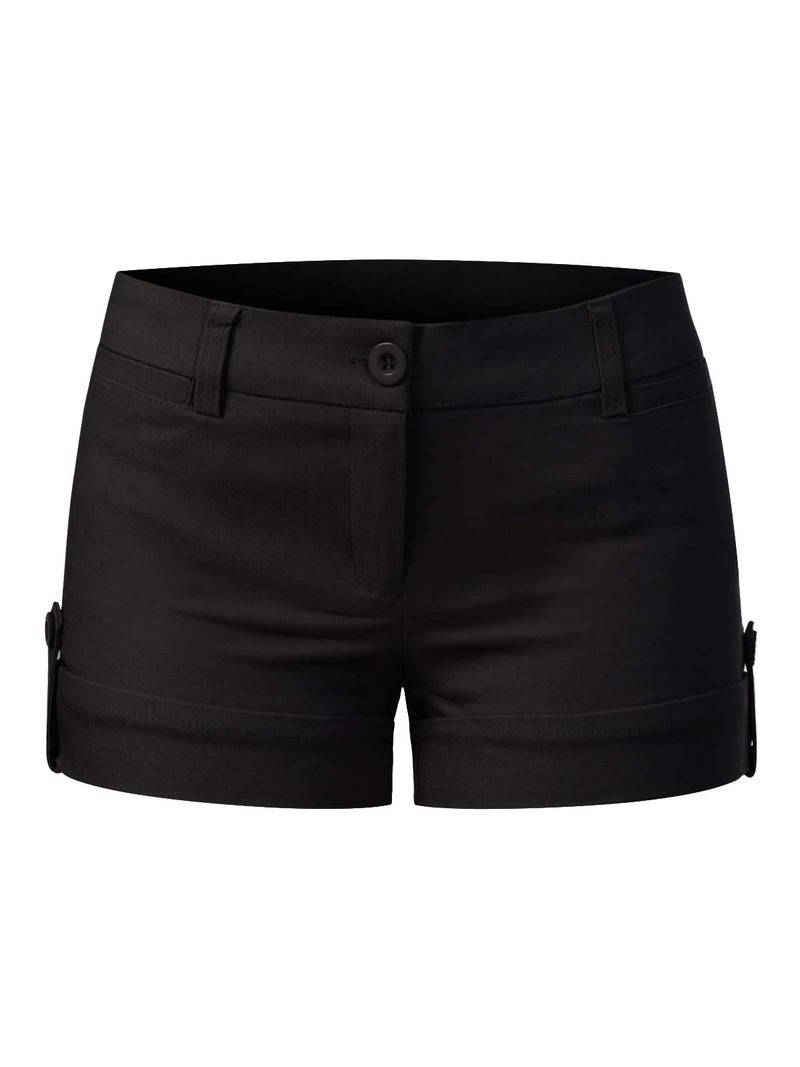 MixMatchy Women's Casual Body Enhancing Comfort Cuffed Shorts with Pockets Black M - Image 1