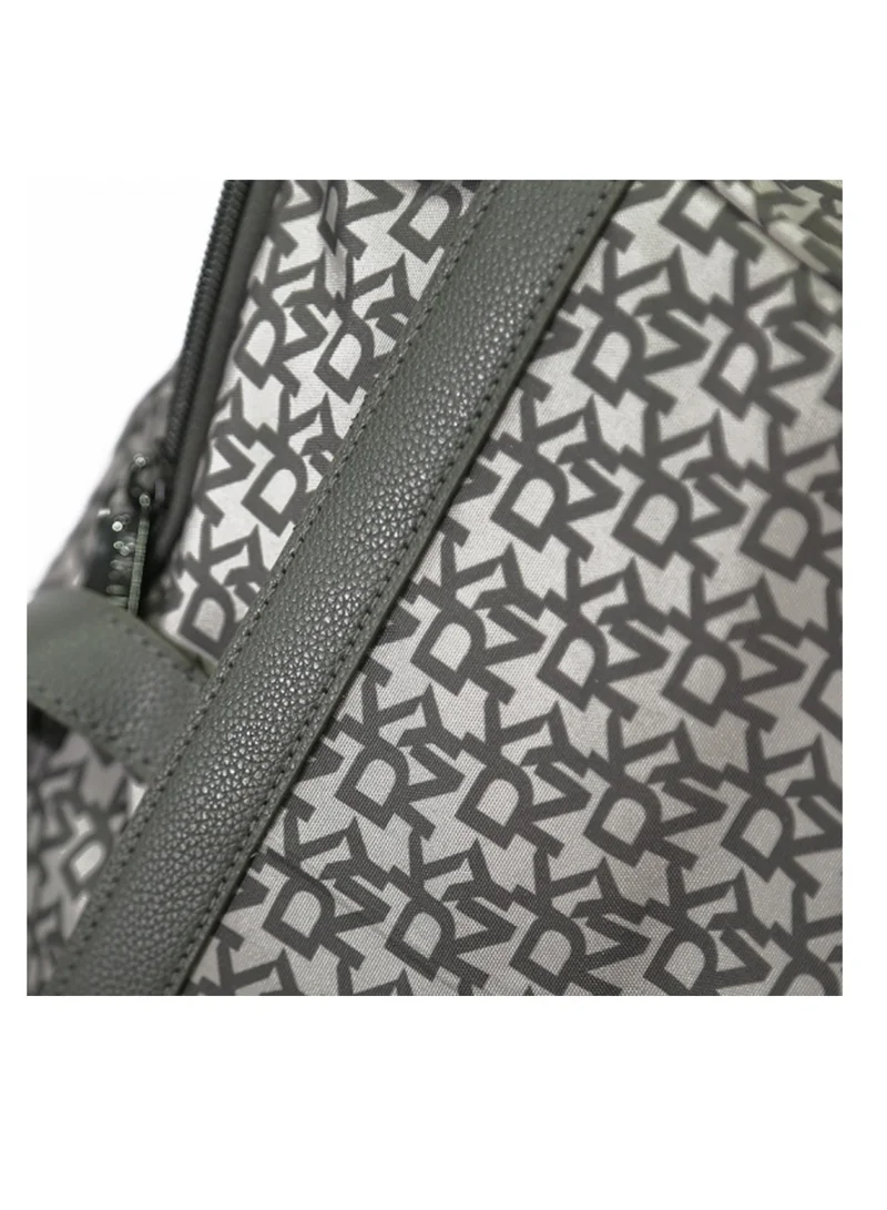 DKNY DKNY Monogram Grey Duffle Bag with Wheels | Unisex Travel Handbag with Adjustable Shoulder Strap